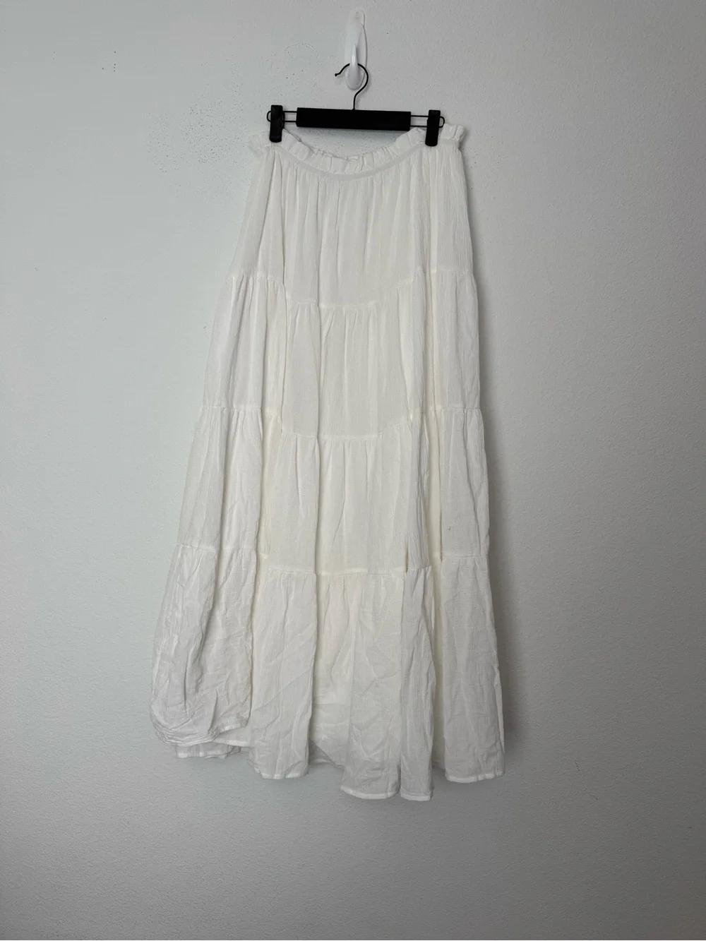 MORE TO COME Mora Maxi Skirt Set White Crop Top Tiered Size S Resort